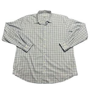 PETER MILLAR Cotton Stripe Button Up Dress Shirt Large Long Sleeve Chest Pocket